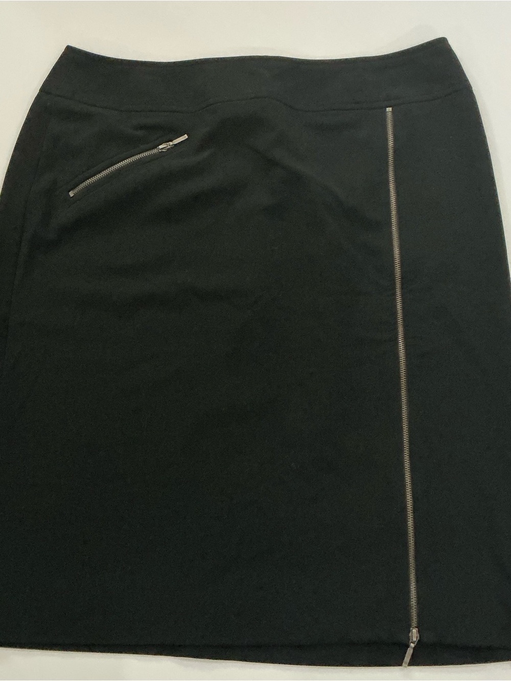 Dalia Black Pencil Skirt with Vertical Zip Accent